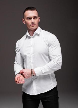 Чоловіча сорочка класична біла з довгими рукавами