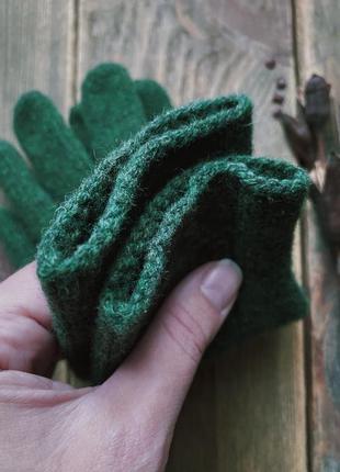 В‘язані рукавички зелені2 фото