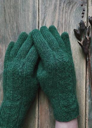 В‘язані рукавички зелені
