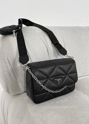 Сумка prada re-nylon padded shoulder black