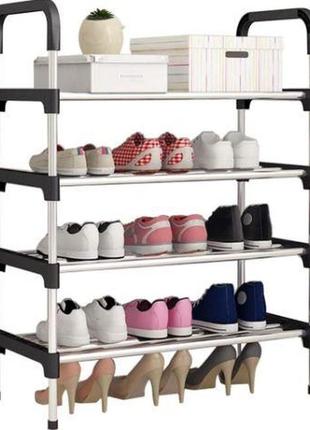 Полка для обуви shoe rack черного цвета на 4 яруса3 фото