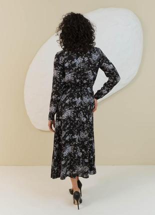 Платье женское черное красивое шифоновое в цветочек8 фото
