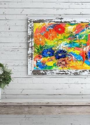 Картина маслом. кольорові сни щасливою леді v3. полотно на підрамнику 40х50 див.4 фото