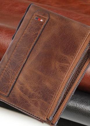 Стильный мужской кожаный кошелёк коричневый5 фото