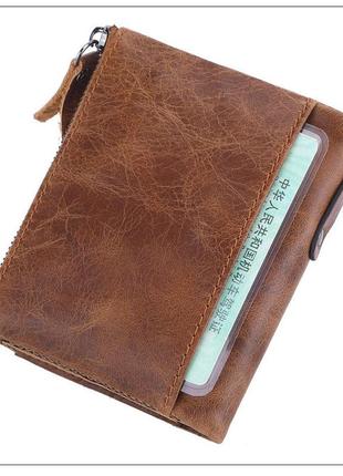 Стильный мужской кожаный кошелёк коричневый9 фото