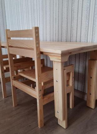Растущие деревянные детские столы и стулья без покрытия