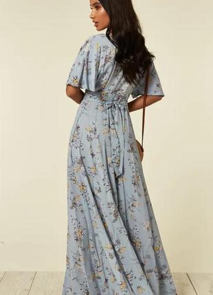 Длинное цветочное платье на пуговицах blue vanilla2 фото