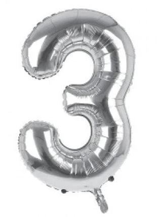 Фольгированный шар  32' (80 см) цифра  серебро4 фото