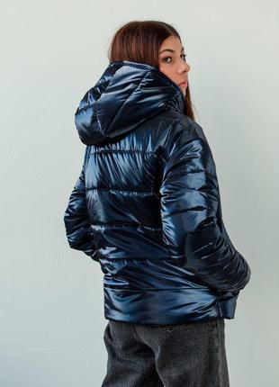Демісезонна дитяча підліткова куртка у синьому кольорі для дівчинки  104 см3 фото