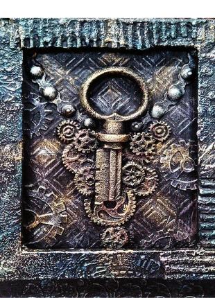 Настінна ключниця старовинний ключ декор інтер'єру передпокою в стилі лофт2 фото