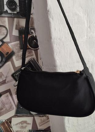 Компактна сумочка багет (чорна)6 фото