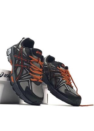 Мужские кроссовки asics gel - kahana 8 black grey orange. кроссовки асикс серые с оранжевым