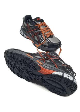 Чоловічі кроссовки asics gel - kahana 8 black grey orange. кроссовки асикс сірі з помаранчевим10 фото