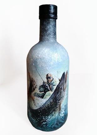 "вдала рибалка" декор пляшки у подарунок чоловікові рибаку1 фото