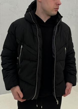 Куртка чоловіча з капюшоном | молодіжна куртка чорна| куртка чоловіча демі весняна