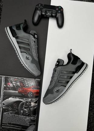Мужские замшевые серые кроссовки adidas runner pod-s3.1 dark gray black2 фото