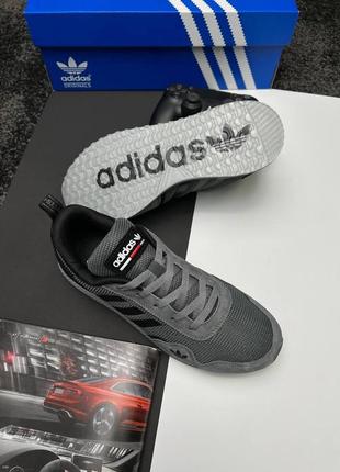 Мужские замшевые серые кроссовки adidas runner pod-s3.1 dark gray black4 фото
