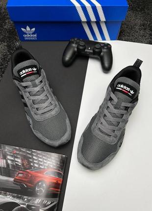 Мужские замшевые серые кроссовки adidas runner pod-s3.1 dark gray black6 фото
