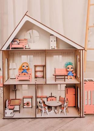 Ляльковий будиночок для lol з ліфтом і меблями в подарунок4 фото
