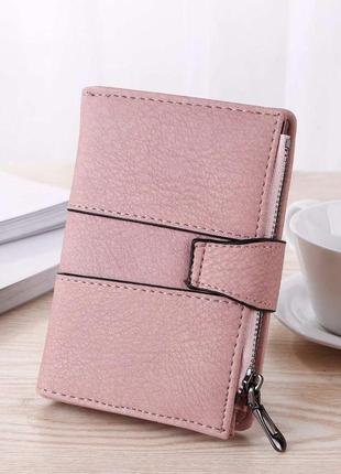 Складной маленький кошелёк женский розовый2 фото