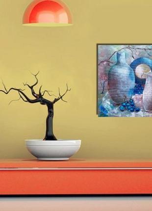 Картина маслом. натюрморт в синем! холст на подрамнике 50х60 см. галерейная натяжка холста.3 фото