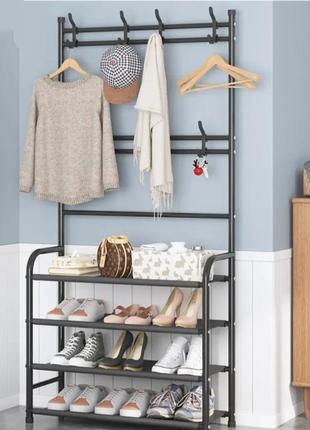 Підлогова стійка вішалка для одягу з полицями для взуття simple floor clothes rack size