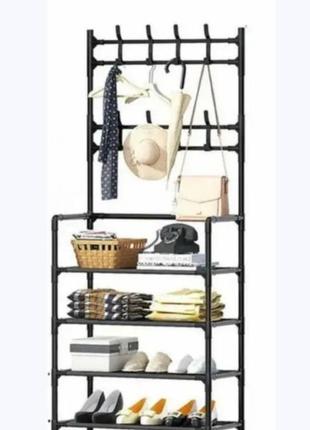 Напольная стойка вешалка для одежды с полками для обуви simple floor clothes rack size5 фото