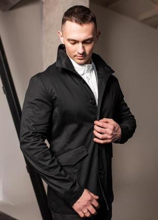 Чорна чоловіча куртка- піджак на гудзиках3 фото