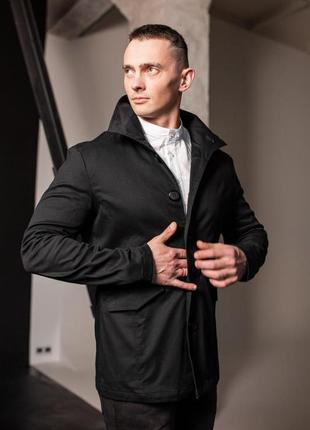 Чорна чоловіча куртка- піджак на гудзиках2 фото