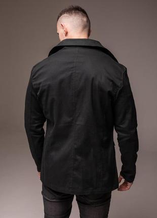 Чорна чоловіча куртка- піджак на гудзиках7 фото