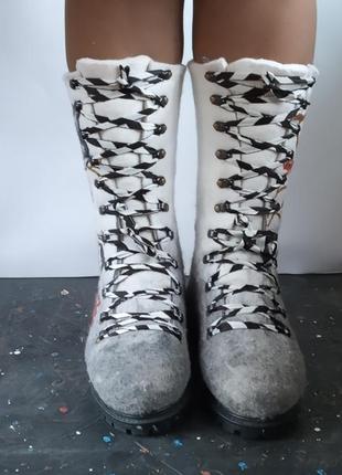 Ботинки из шерсти снегири и синички3 фото