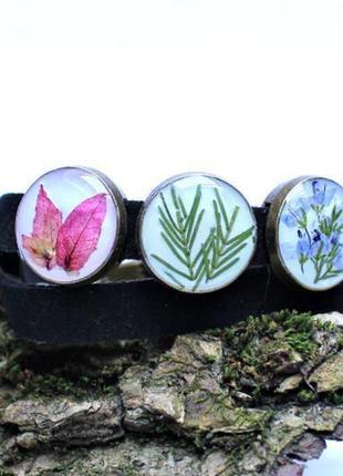 Подвійний браслет & чекер з справжніми квітами