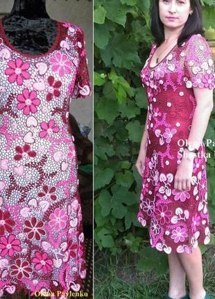 Платье летнее "цветочный коктейль" ирландское кружево3 фото