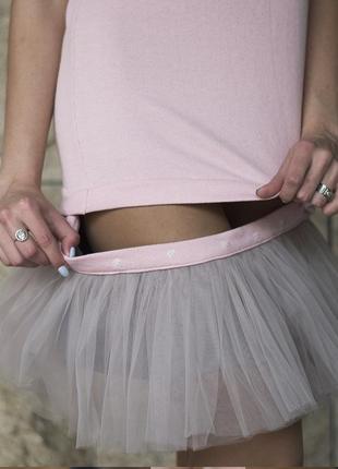 Комплект платье-трансформер airdress (розовый верх + 2 съемные юбочки: дымчатая, латте)2 фото