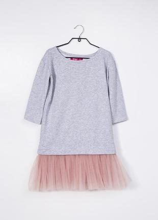 Комплект платье-трансформер airdress (серый верх + 2 съемные юбочки: пудровая, черная из экокожи)7 фото