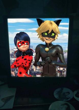 Аніме-нічник зі змінними пластинами леді баг і супер-кіт miraculous ladybug