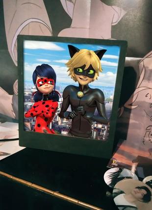 Аниме-ночник со сменными пластинами леди баг и супер-кот miraculous ladybug2 фото