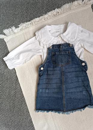 Сарафан джинсовий і блуза shein з комірцем 1/2 роки2 фото