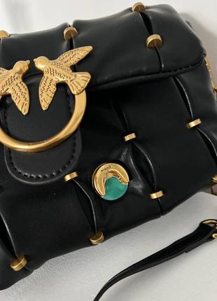 Жіноча сумка з еко-шкіри pinko lady black пинко молодіжна, брендова сумка маленька через плече5 фото