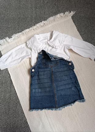 Сарафан джинсовий і блуза shein з комірцем 1/2 роки3 фото