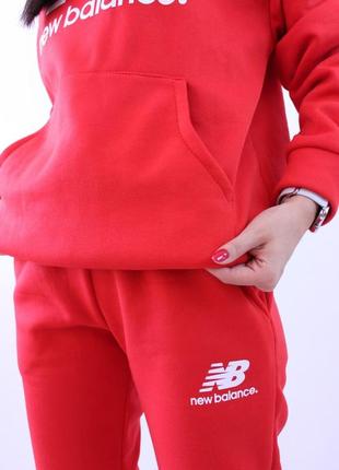 Жіночий спортивний костюм nb тринитка фліс червоний5 фото