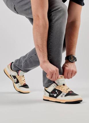 Мужские кроссовки nike sb dunk low x stussy 40th brown beige , кожаные кроссовки найк данк весна/осень