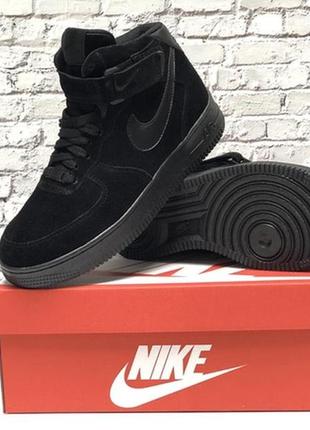 Nike air force high black winter, зимові кросівки найк еір форс з хутром