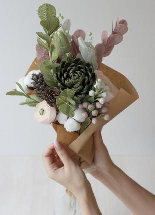 Букет інтер'єрних квітів з паперу6 фото