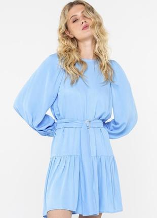 Сукня з рукавами-ліхтариками блакитного кольору1 фото
