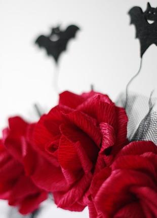 Обруч з квітами мексиканський "червоні троянди"3 фото