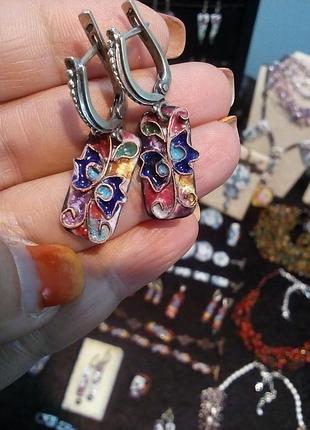 Сережки з емалями "верес"