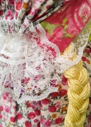 Текстильная кукла-игрушка в по-весеннему цветущем сарафане: интерьерный декор или эко игрушка3 фото