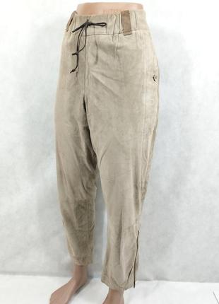 Бежевые замшевые штаны gunex for brunello cucinelli  мягкий нубук молнии кожаный шнурок1 фото