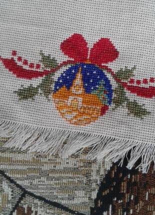 Салфетка вышитая . новогодняя салфетка.